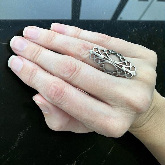 Mexican Sterling Silver Abstract Scroll Ring Vintage Modernist Midcentury Size 6 - Picture 2 of 6